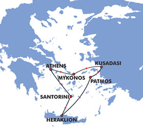Aegean Legends Cruise Route Map