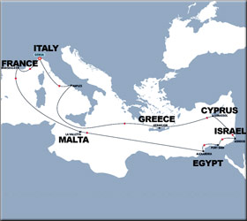 Eastern Mediterranean Highlights Cruise Route Map