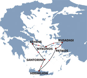 Iconic Aegean (3 Day) Cruise Route Map