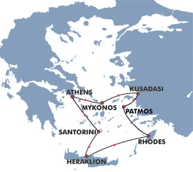 Iconic Aegean (4 Day) Cruise Route Map