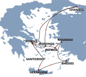 Iconic Aegean (7 Day) Cruise Route Map