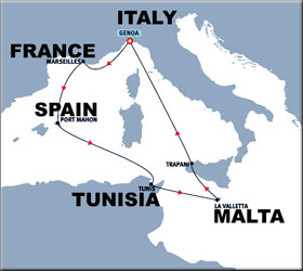 Med Highlights Cruise Route Map