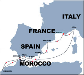 Iberian Coasts Cruise Route Map